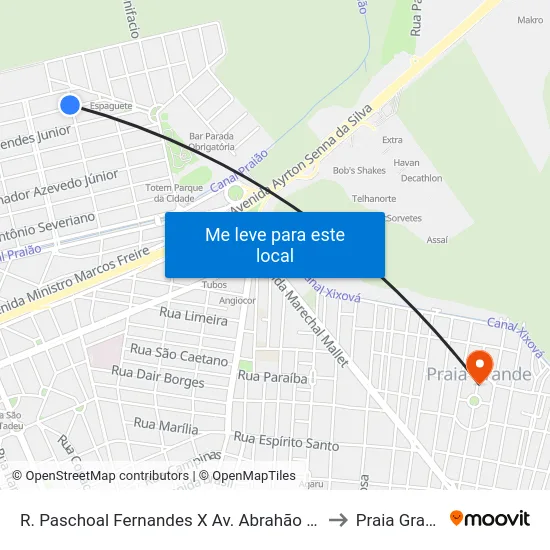 R. Paschoal Fernandes X Av. Abrahão Ribeiro to Praia Grande map