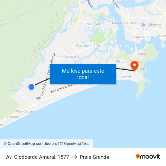 Av. Clodoardo Amaral, 1577 to Praia Grande map