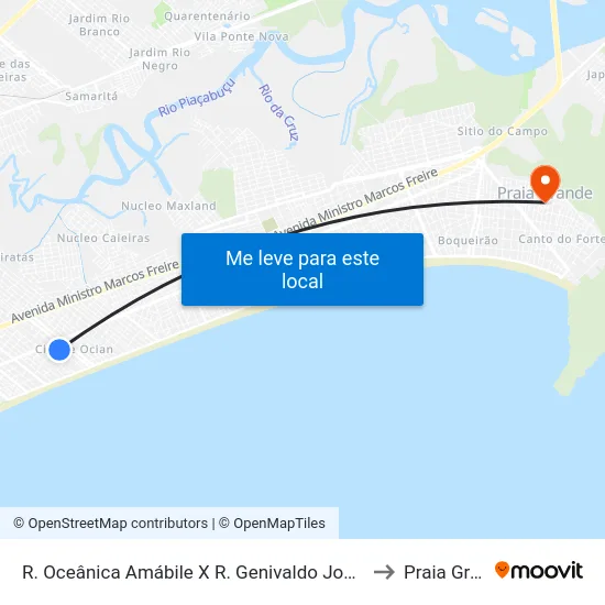 R. Oceânica Amábile X R. Genivaldo José Damasceno to Praia Grande map