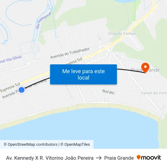 Av. Kennedy X R. Vitorino João Pereira to Praia Grande map