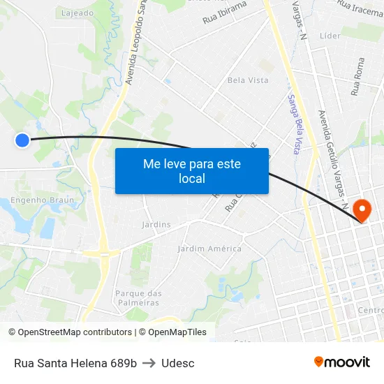 Rua Santa Helena 689b to Udesc map