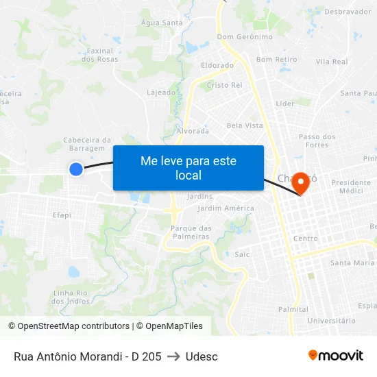 Rua Antônio Morandi - D 205 to Udesc map