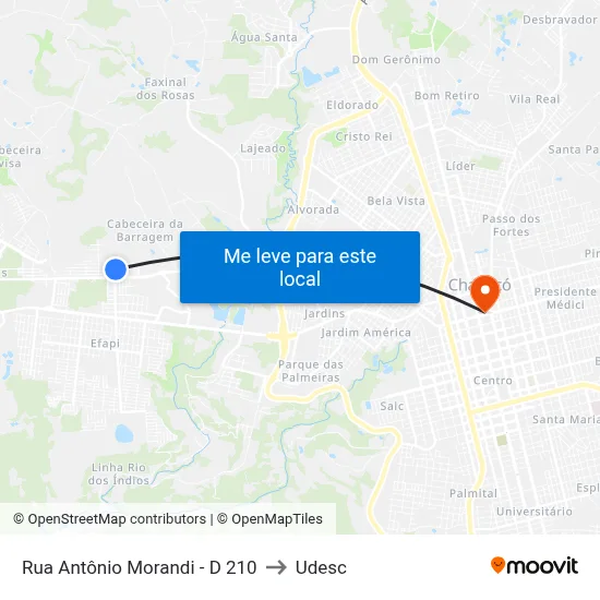 Rua Antônio Morandi - D 210 to Udesc map