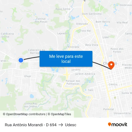 Rua Antônio Morandi - D 694 to Udesc map