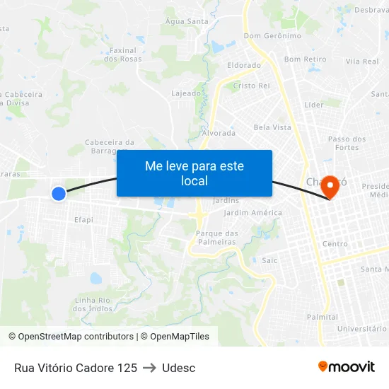Rua Vitório Cadore 125 to Udesc map