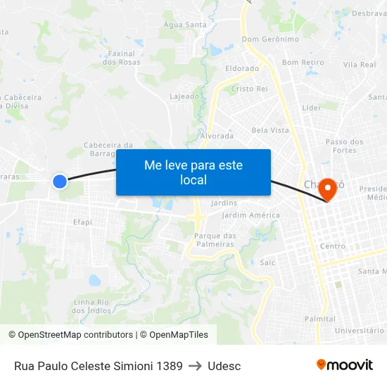Rua Paulo Celeste Simioni 1389 to Udesc map