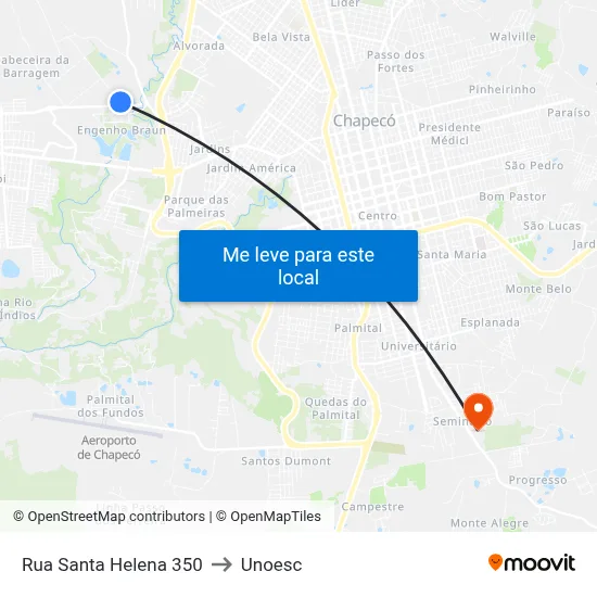 Rua Santa Helena 350 to Unoesc map