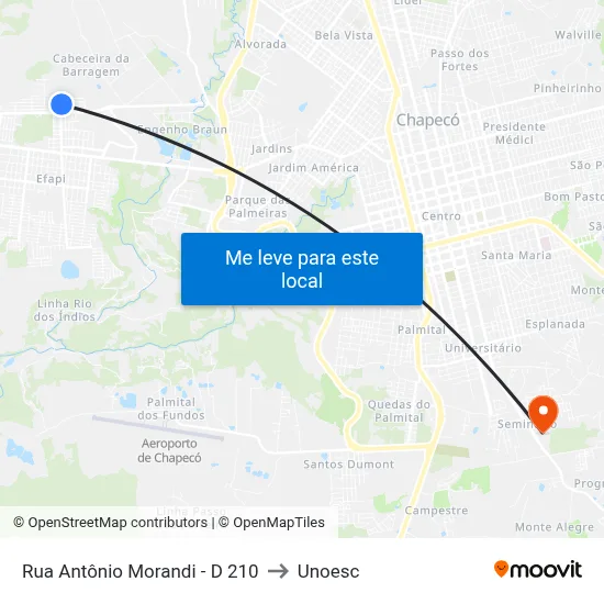 Rua Antônio Morandi - D 210 to Unoesc map