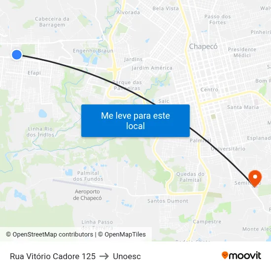 Rua Vitório Cadore 125 to Unoesc map