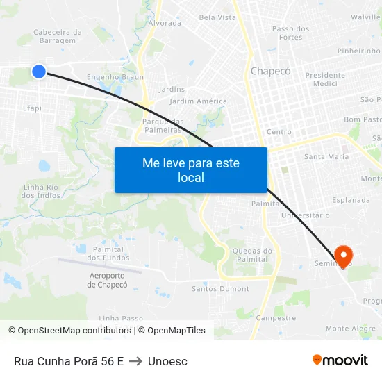 Rua Cunha Porã 56 E to Unoesc map