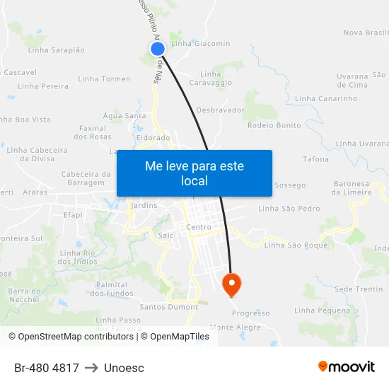 Br-480 4817 to Unoesc map