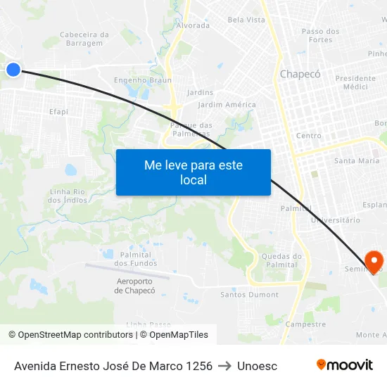 Avenida Ernesto José De Marco 1256 to Unoesc map