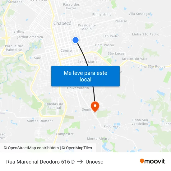 Rua Marechal Deodoro 616 D to Unoesc map