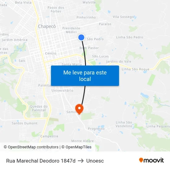 Rua Marechal Deodoro 1847d to Unoesc map