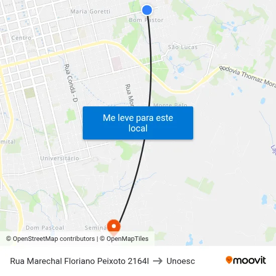Rua Marechal Floriano Peixoto 2164l to Unoesc map