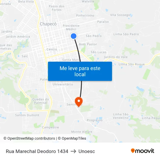 Rua Marechal Deodoro 1434 to Unoesc map