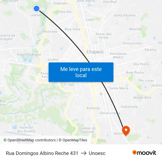 Rua Domingos Albino Reche 431 to Unoesc map