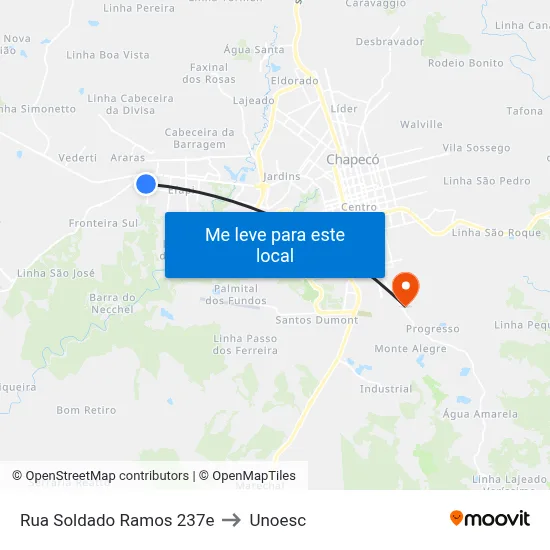Rua Soldado Ramos 237e to Unoesc map