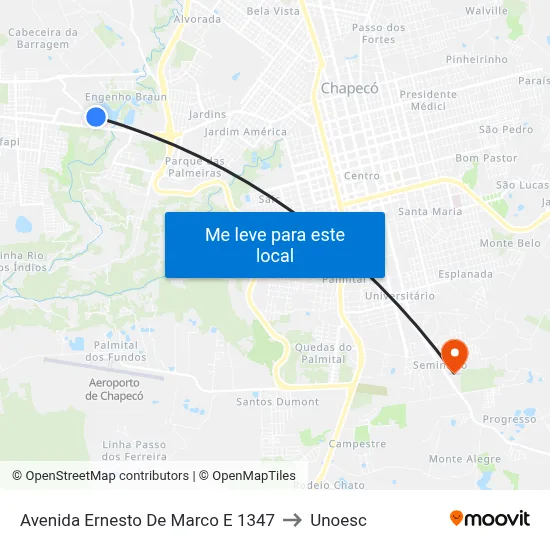Avenida Ernesto De Marco E 1347 to Unoesc map