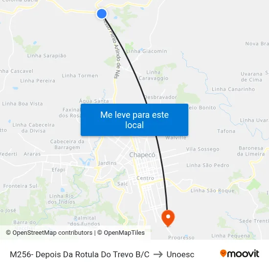 M256- Depois Da Rotula Do Trevo B/C to Unoesc map