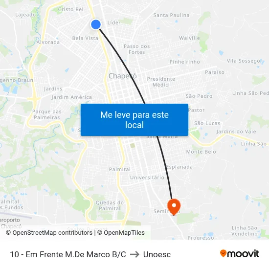 10 - Em Frente M.De Marco B/C to Unoesc map