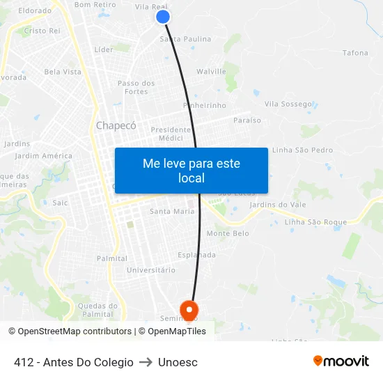 412 - Antes Do Colegio to Unoesc map