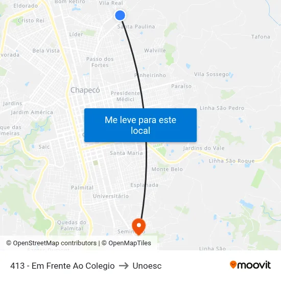 413 - Em Frente Ao Colegio to Unoesc map