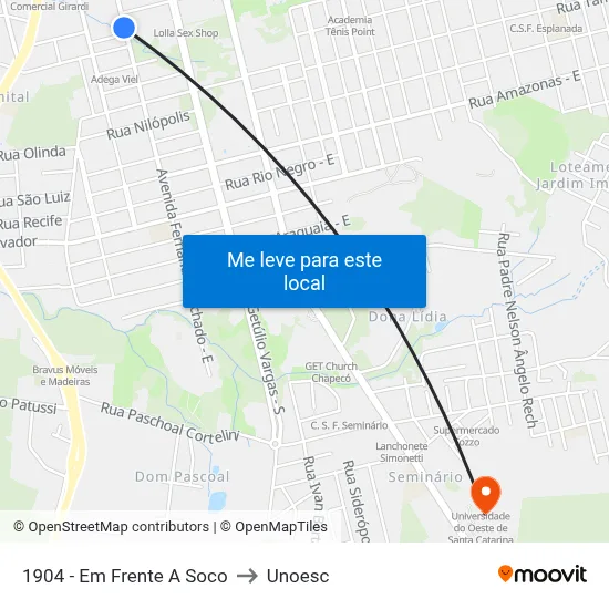 1904 - Em Frente A Soco to Unoesc map