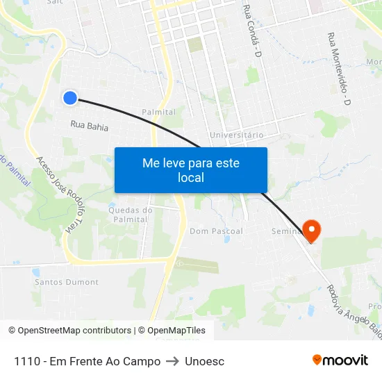 1110 - Em Frente Ao Campo to Unoesc map