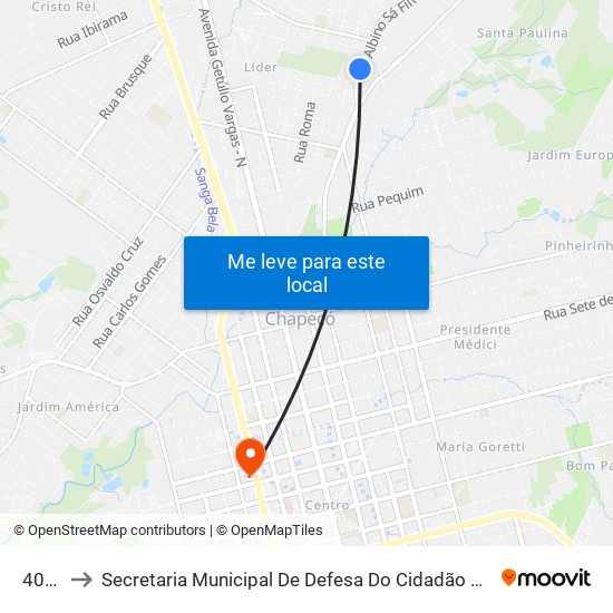 405 R to Secretaria Municipal De Defesa Do Cidadão E Mobilidade map