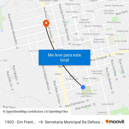 1902 - Em Frente Ao Cemitério to Secretaria Municipal De Defesa Do Cidadão E Mobilidade map