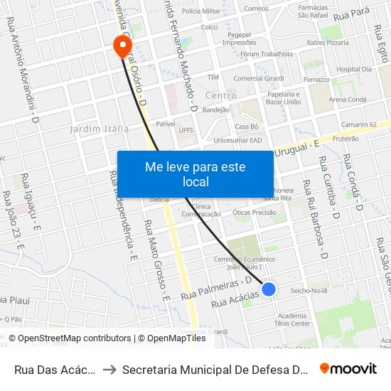 Rua Das Acácias, 72-120 to Secretaria Municipal De Defesa Do Cidadão E Mobilidade map