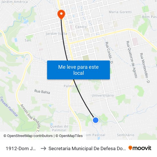 1912-Dom José Gomes to Secretaria Municipal De Defesa Do Cidadão E Mobilidade map