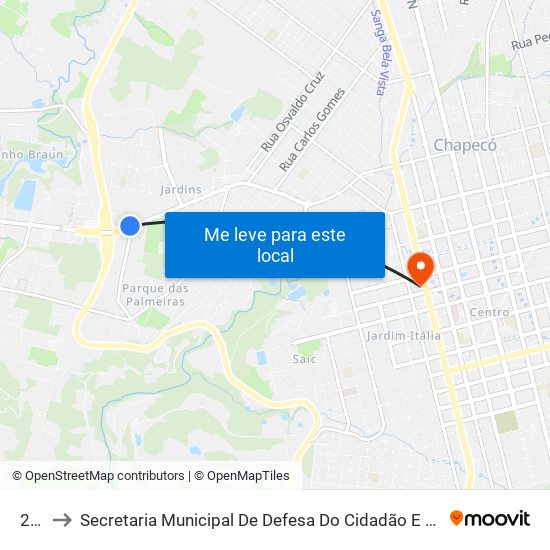 204 to Secretaria Municipal De Defesa Do Cidadão E Mobilidade map