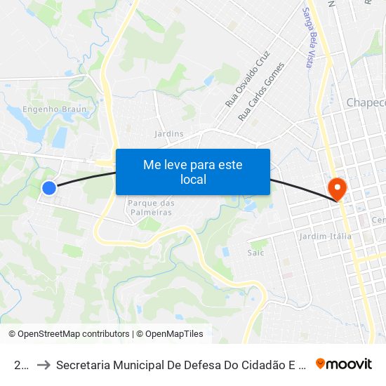 263 to Secretaria Municipal De Defesa Do Cidadão E Mobilidade map