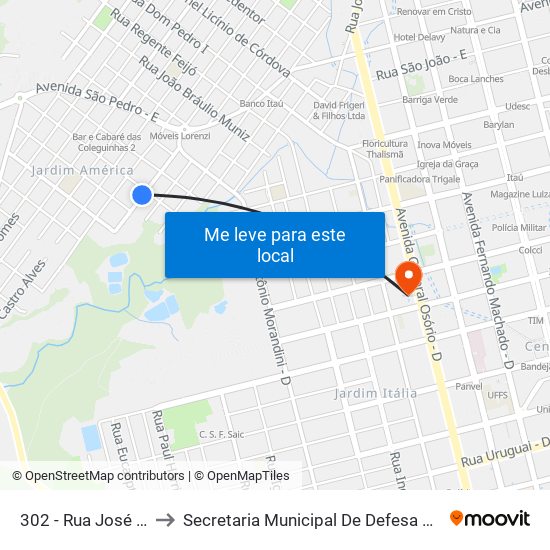 302 - Rua José Linhares C/B to Secretaria Municipal De Defesa Do Cidadão E Mobilidade map