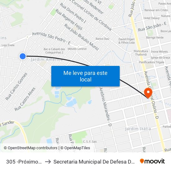 305 -Próximo Ao Brasão to Secretaria Municipal De Defesa Do Cidadão E Mobilidade map