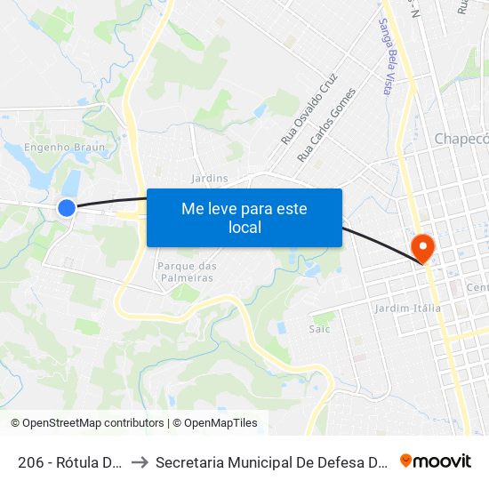 206 - Rótula Da Sadia C/B to Secretaria Municipal De Defesa Do Cidadão E Mobilidade map