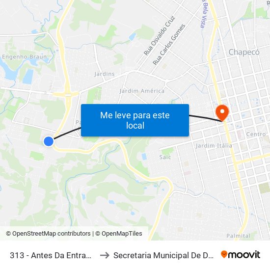 313 - Antes Da Entrada Do Ctg Herança Gaúcha to Secretaria Municipal De Defesa Do Cidadão E Mobilidade map