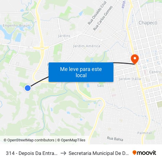 314 - Depois Da Entrada Do Ctg Herança Gaúcha to Secretaria Municipal De Defesa Do Cidadão E Mobilidade map