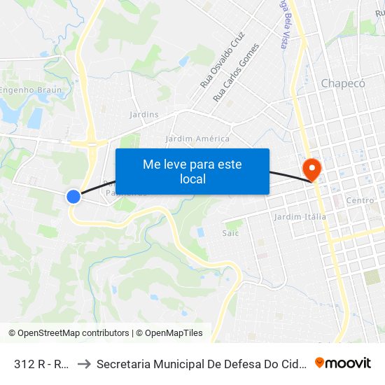 312 R - Retorno to Secretaria Municipal De Defesa Do Cidadão E Mobilidade map