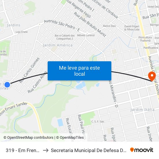 319 - Em Frente A Cancha to Secretaria Municipal De Defesa Do Cidadão E Mobilidade map