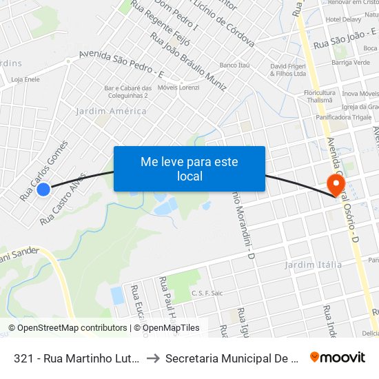 321 - Rua Martinho Lutero Com João C. Nascimento to Secretaria Municipal De Defesa Do Cidadão E Mobilidade map