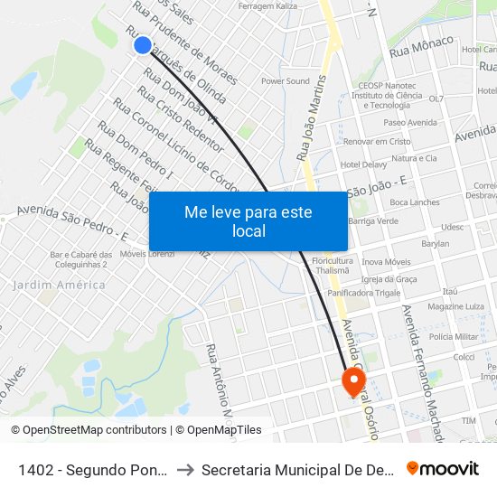 1402 - Segundo Ponto Da Rua Osvaldo Cruz to Secretaria Municipal De Defesa Do Cidadão E Mobilidade map