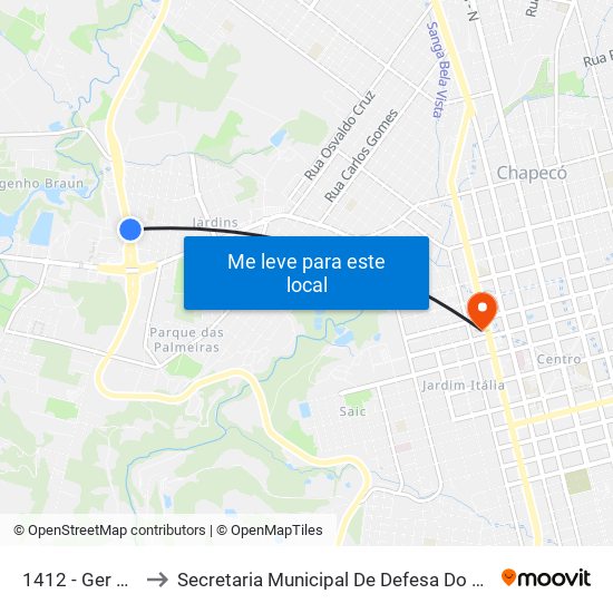 1412 - Ger Sadia B/C to Secretaria Municipal De Defesa Do Cidadão E Mobilidade map