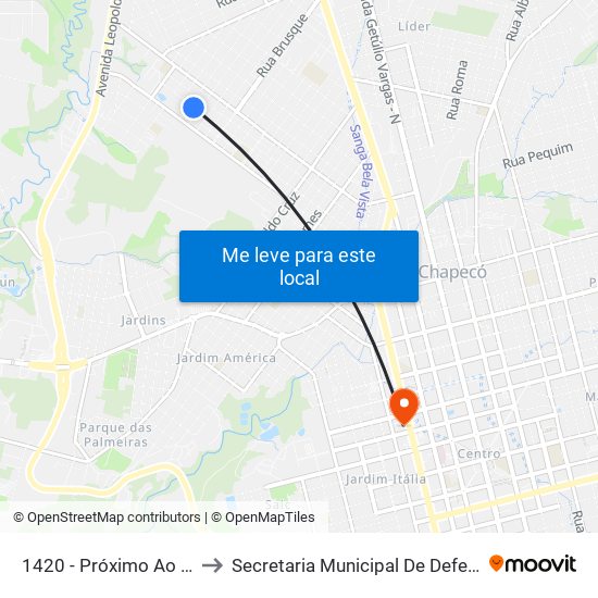 1420 - Próximo Ao Campo Do Alvorada to Secretaria Municipal De Defesa Do Cidadão E Mobilidade map