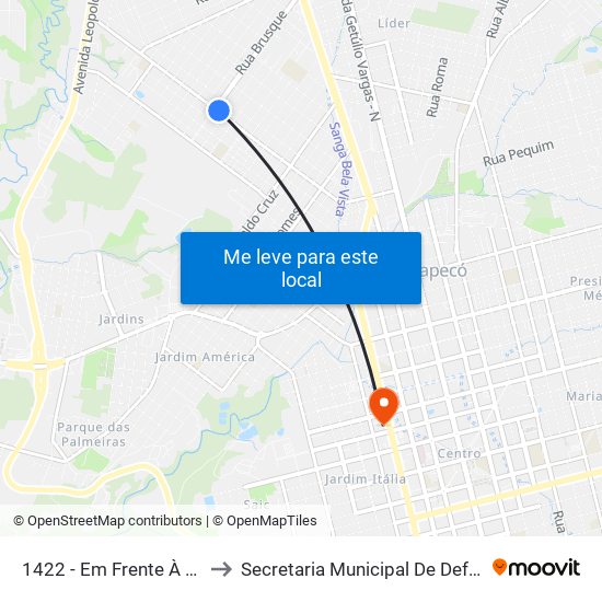 1422 - Em Frente À Rótula Da Rua Brusque to Secretaria Municipal De Defesa Do Cidadão E Mobilidade map