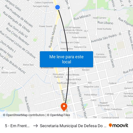 5 - Em Frente A Bigolin to Secretaria Municipal De Defesa Do Cidadão E Mobilidade map