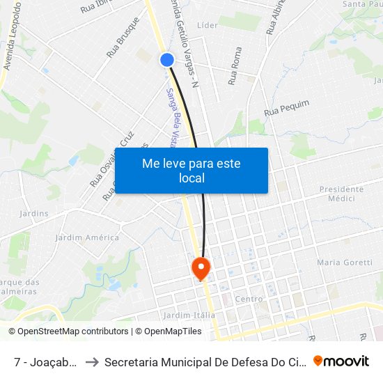 7 - Joaçaba Pneus to Secretaria Municipal De Defesa Do Cidadão E Mobilidade map
