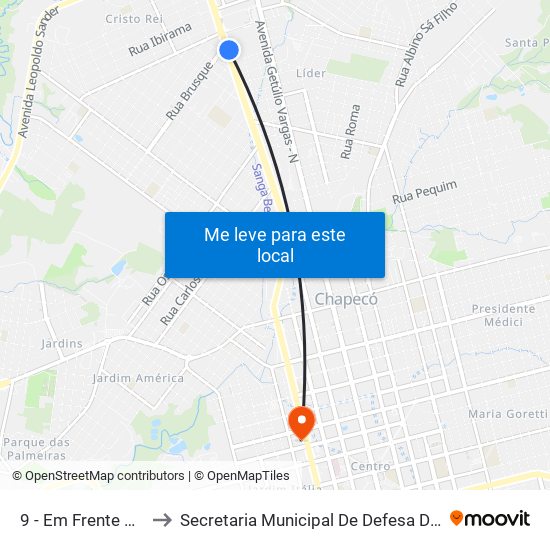 9 - Em Frente Max Atacado to Secretaria Municipal De Defesa Do Cidadão E Mobilidade map